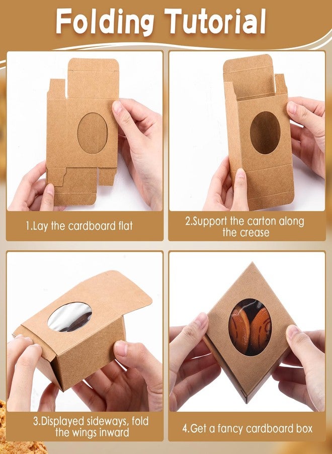 تاوباري علب صابون تاو باري 100 قطعة لصنع الصابون منزلياً، علب تغليف هدايا ورقية صغيرة 3 × 3 × 1.2 بوصة مع نافذة، أغلفة هدايا لصنع الصابون وتوزيعات الحفلات (دائرية، كرافت) - Image 3